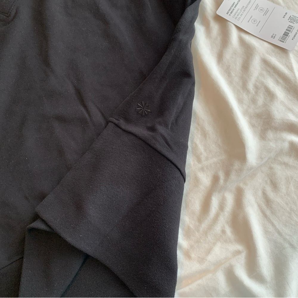 ATHLETA Black Retroterry V-Neck M Sweatshirt Tee Top Minimalist Comfy Side Slit - Picture 5 of 9